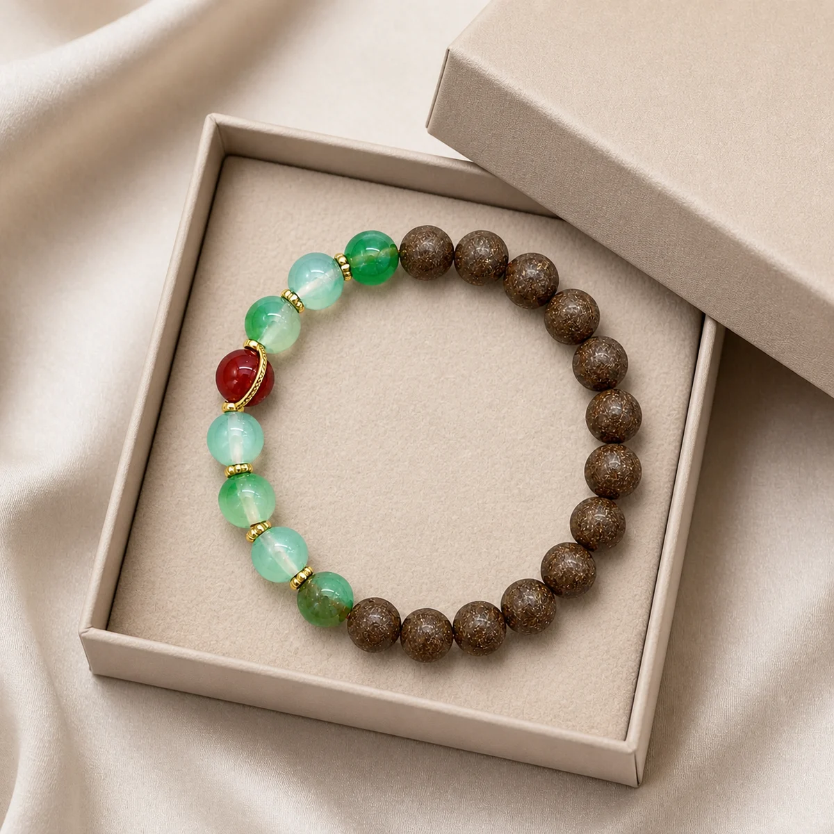 Green Jade and Botanical Incense Bracelet - Gift Presentation