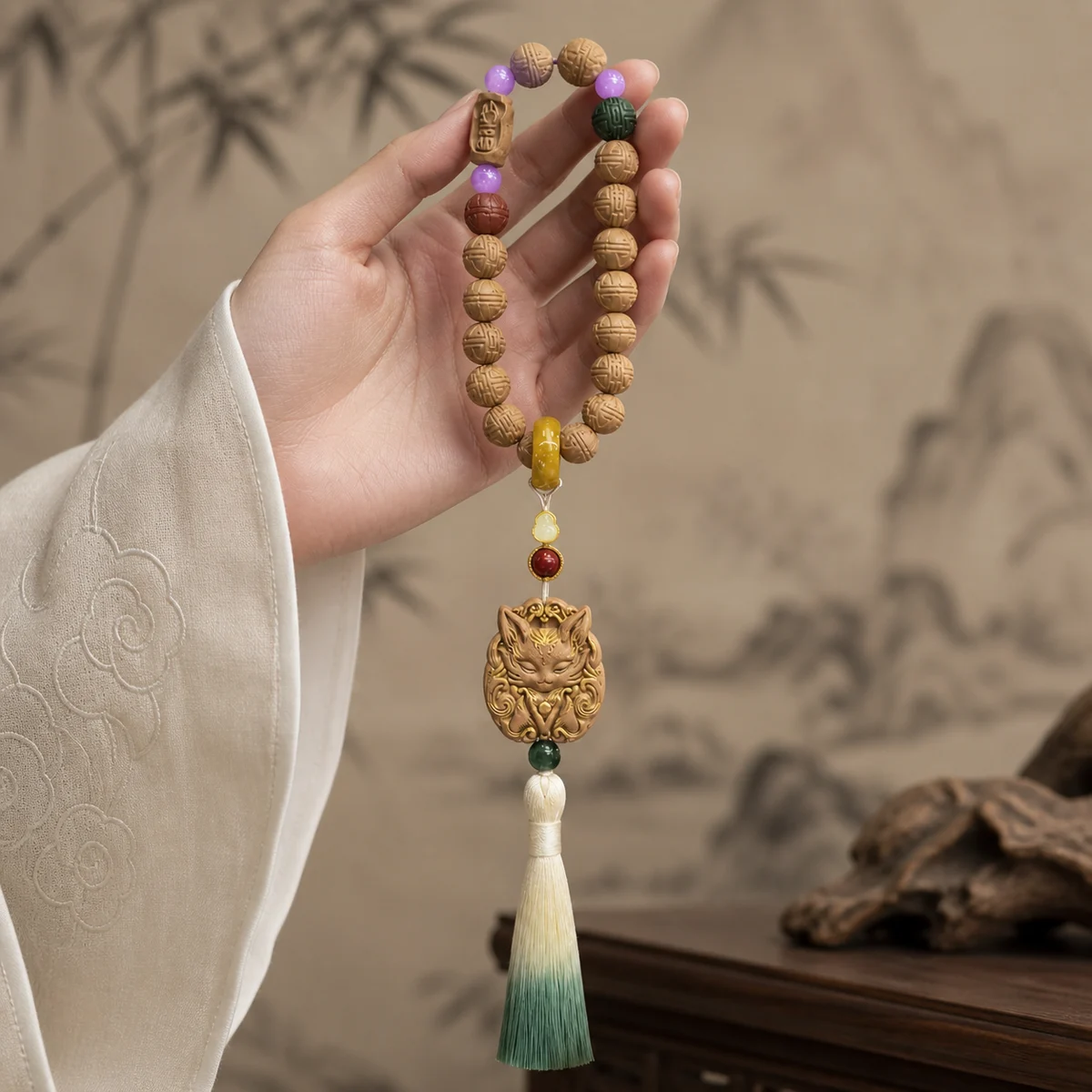 Carved Fox Tassel Beads - Material Detail