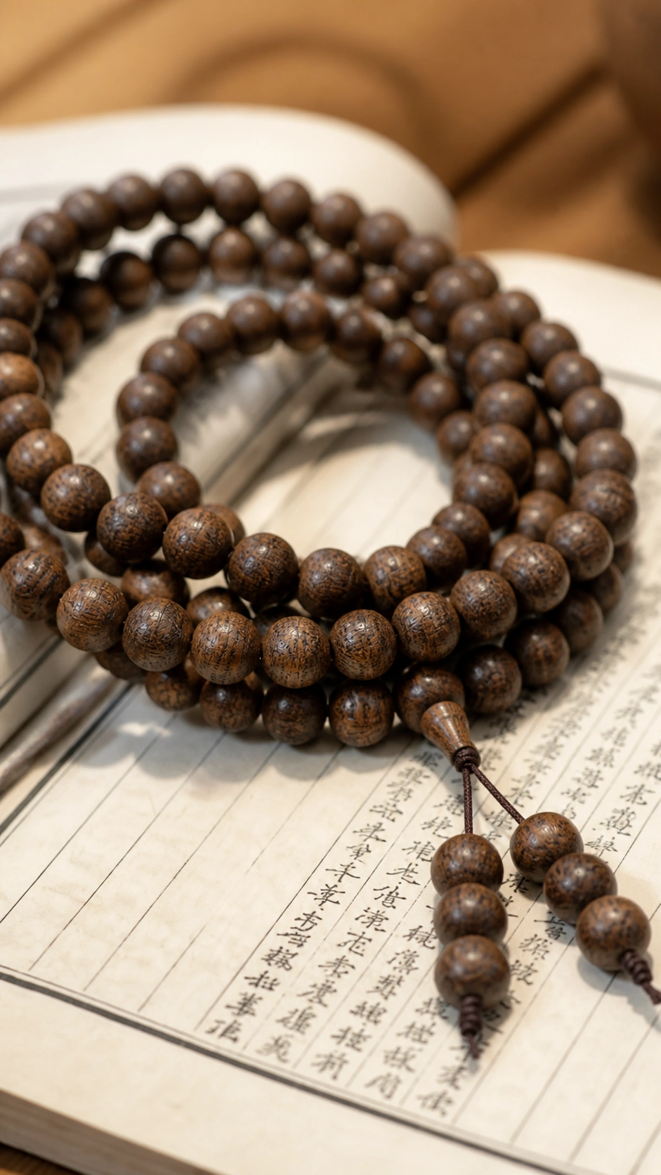 Brunei Agarwood Freeform Bracelet product view showing materials, bead shape, texture and design details, wood grain and material detail