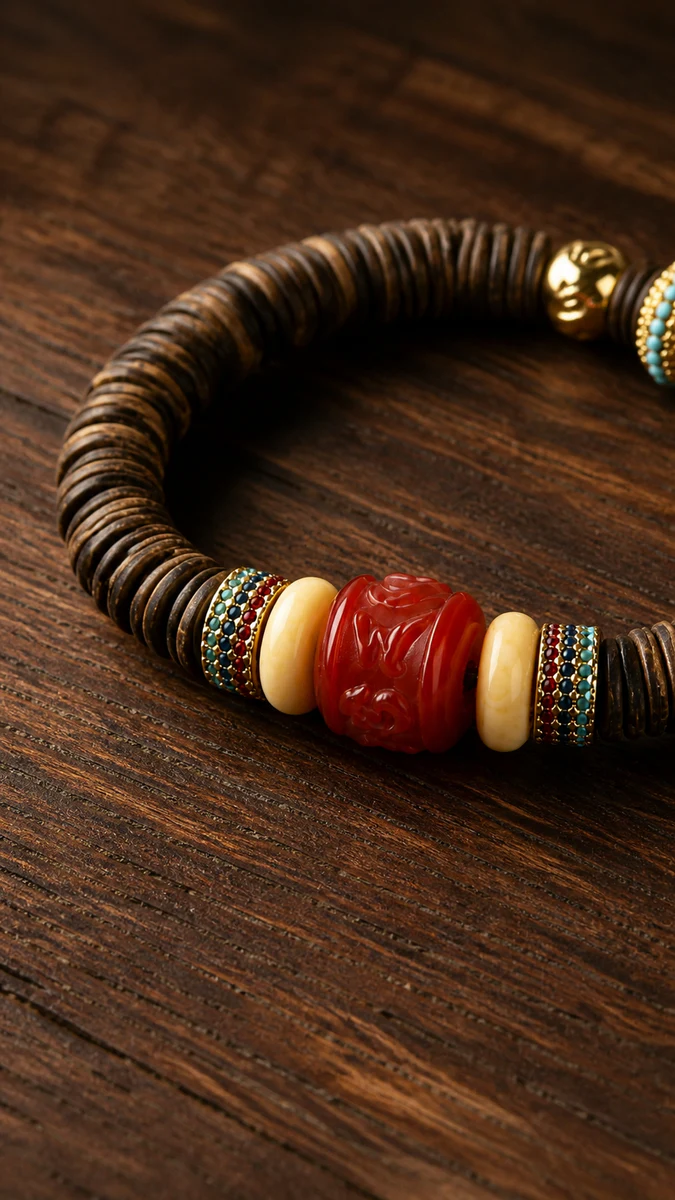 108-Bead Dalagan Agarwood Mala, 8mm - Material Detail