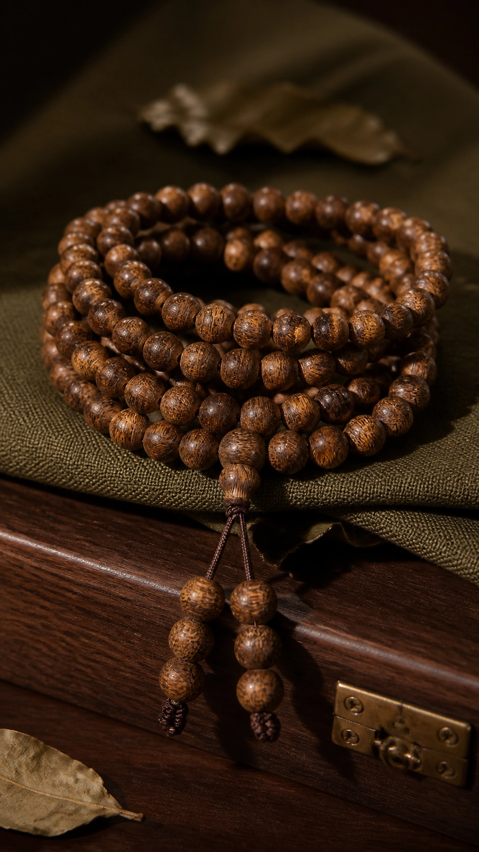 Brunei Agarwood Multi-Wrap Bracelet, 8mm - Material Detail