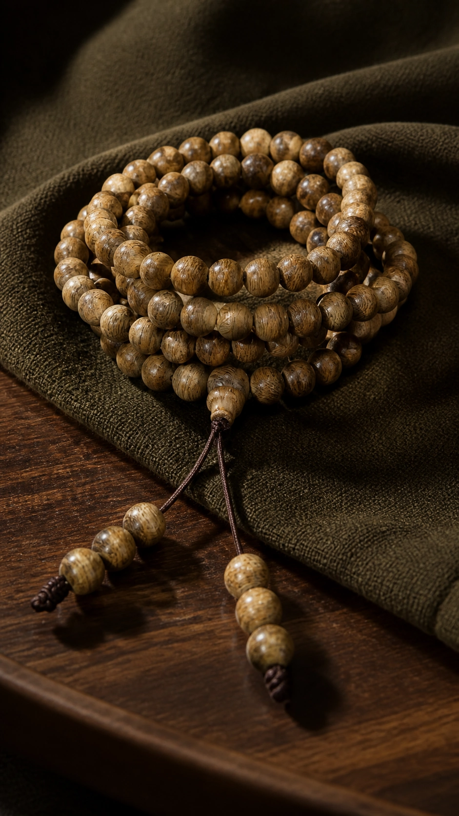 East Malaysia Agarwood Multi-Wrap Bracelet, 8mm - Material Detail