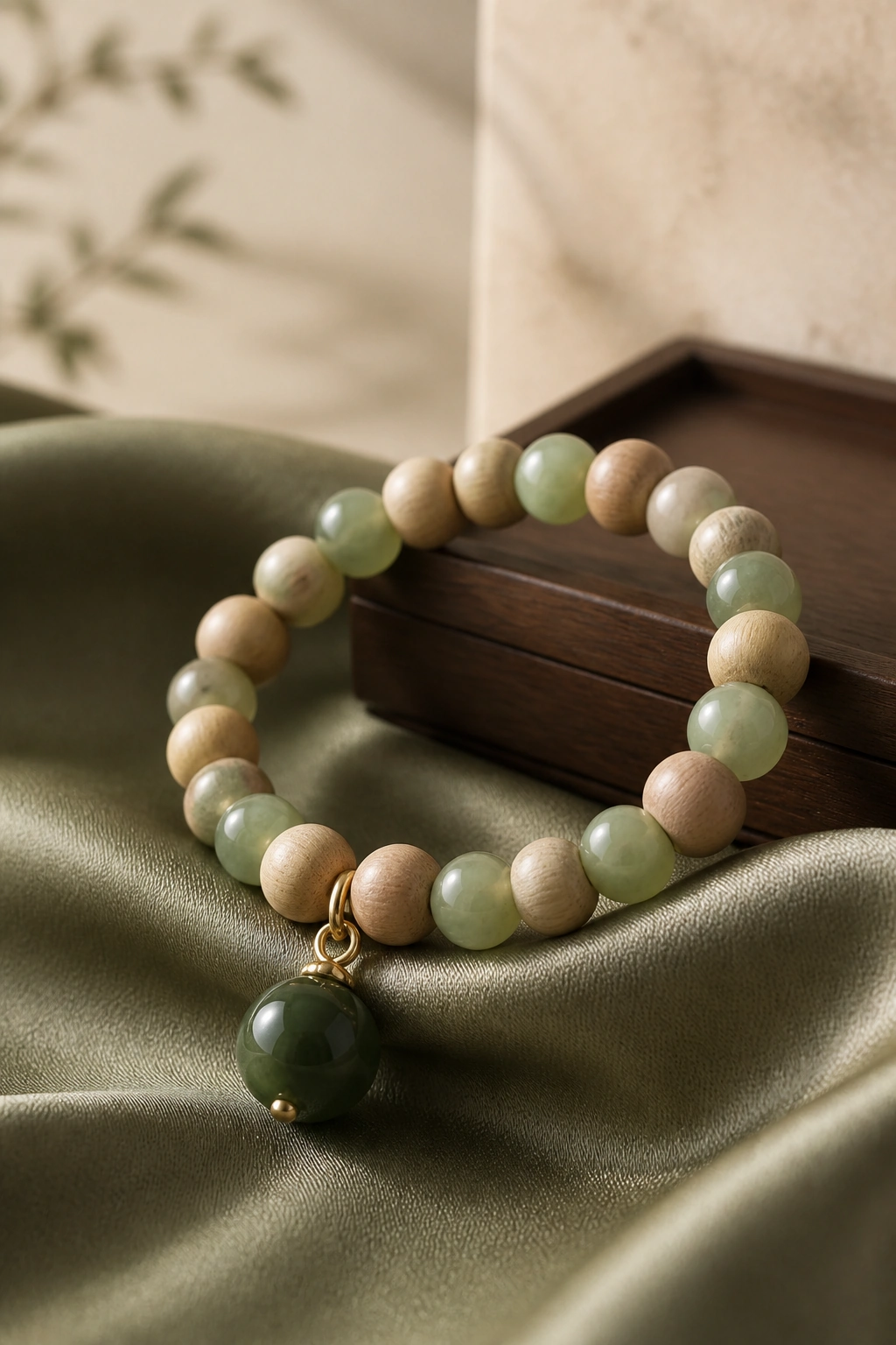 Green Agarwood Cultural Motif Bracelet, 7mm - image 3