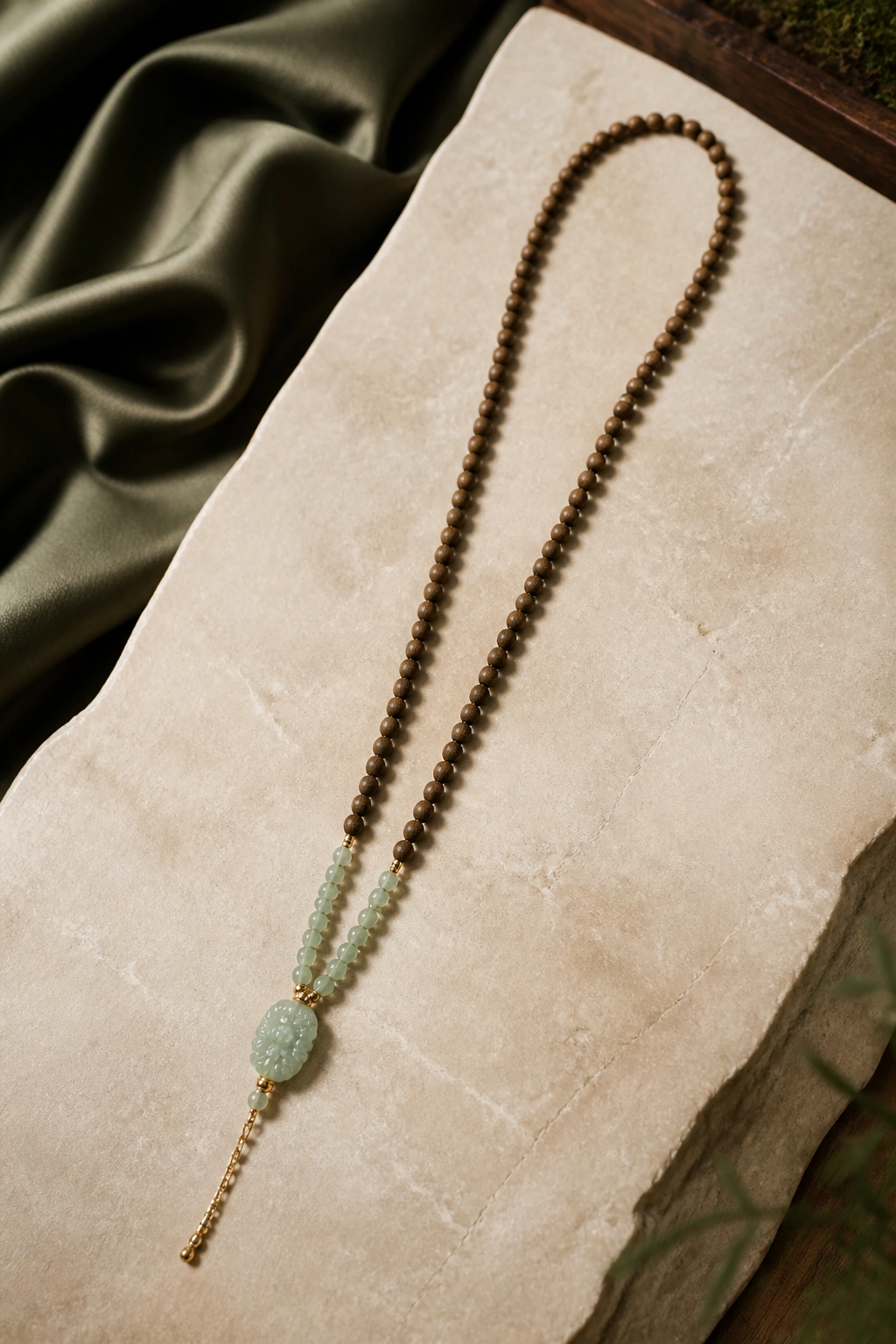 Green Agarwood and Nanhong Double-Wrap Bracelet, 6mm - image 2