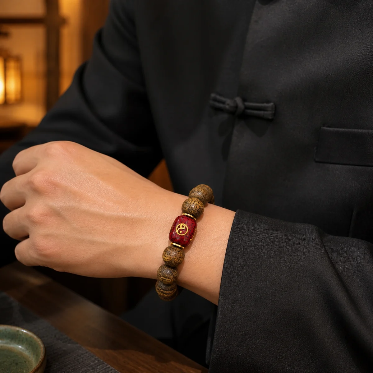 Red Sandalwood Zodiac Bracelet Worn View
