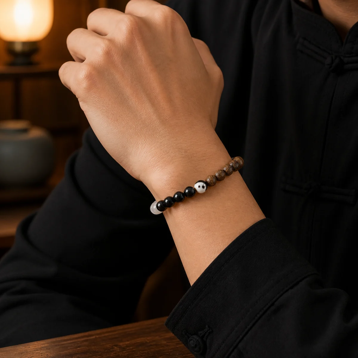 Red Sandalwood Zodiac Bracelet Worn View