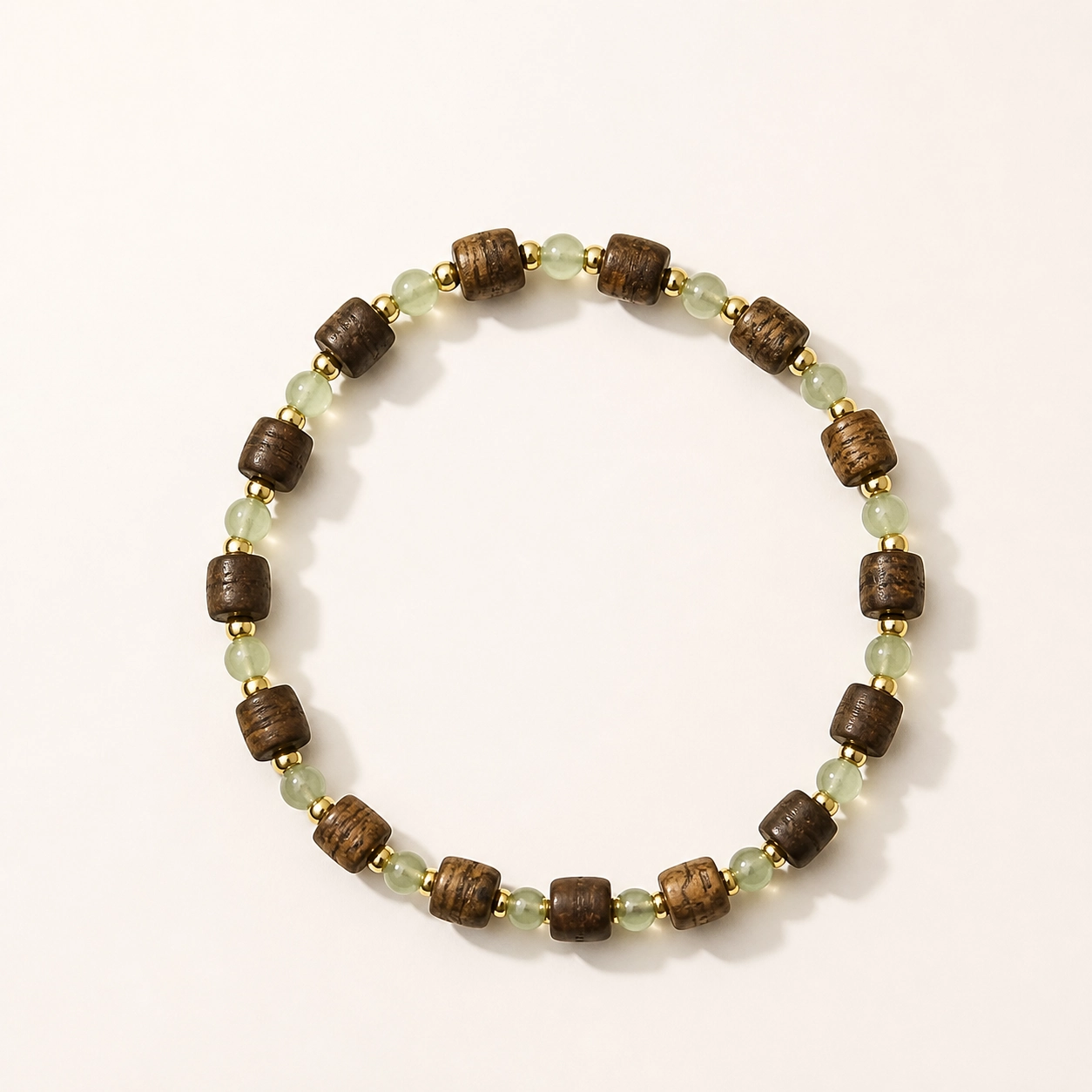 Red Sandalwood Five-Deity Charm Bracelet, 6mm - white background product view