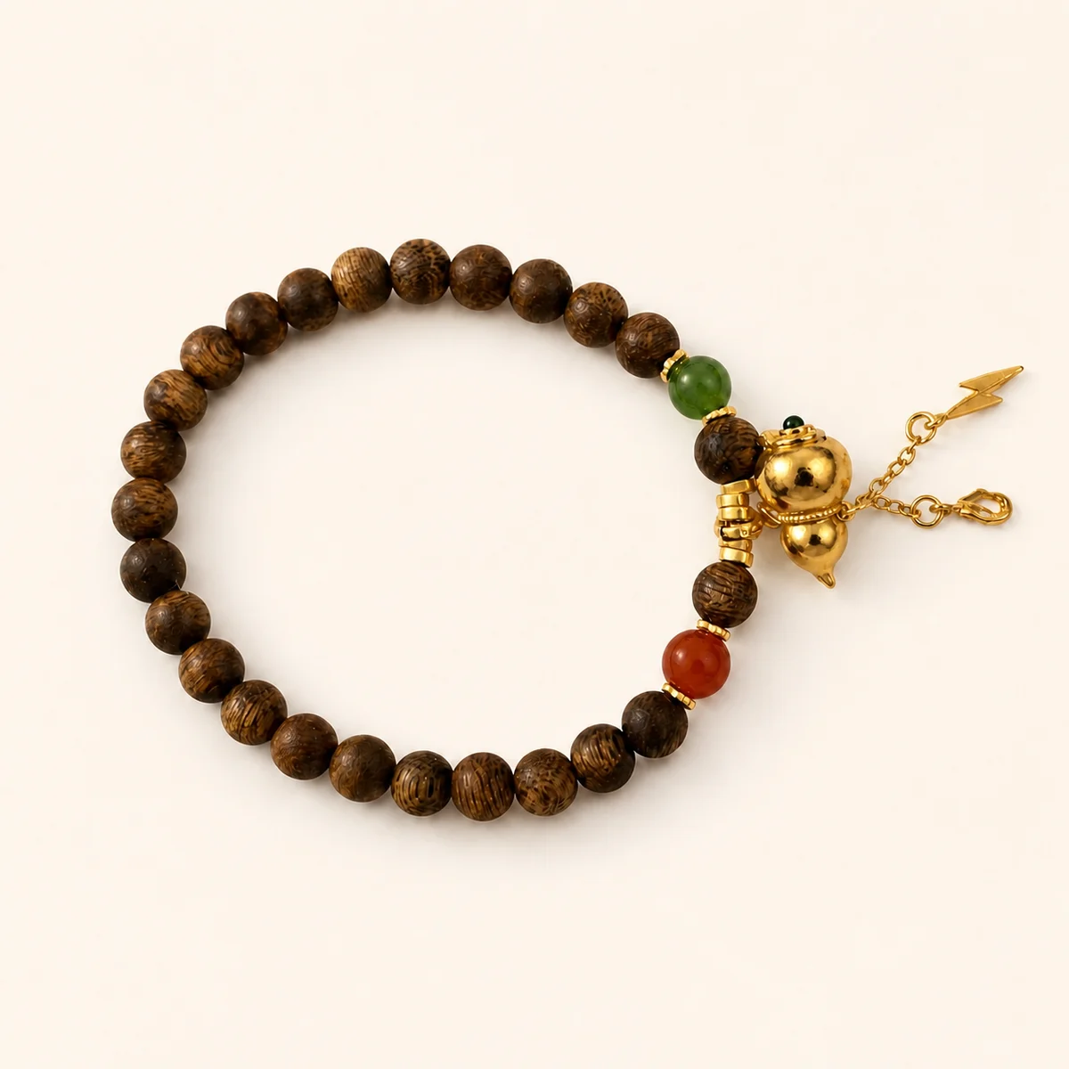 Wood Bead Charm Bracelet Studio View