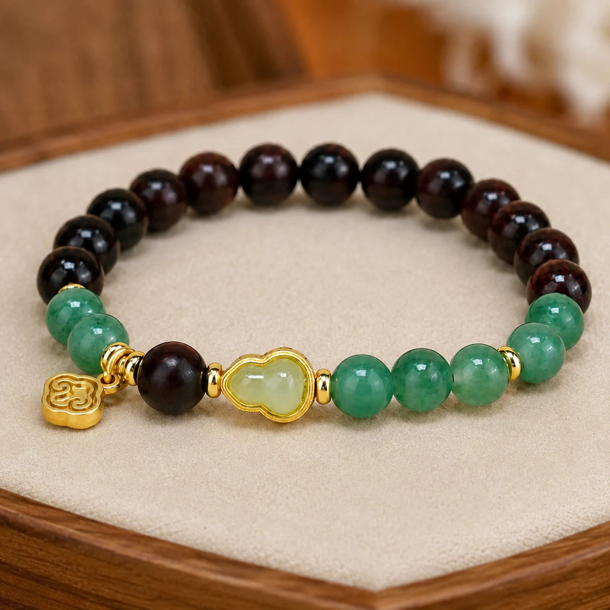 Green jade bracelet detail