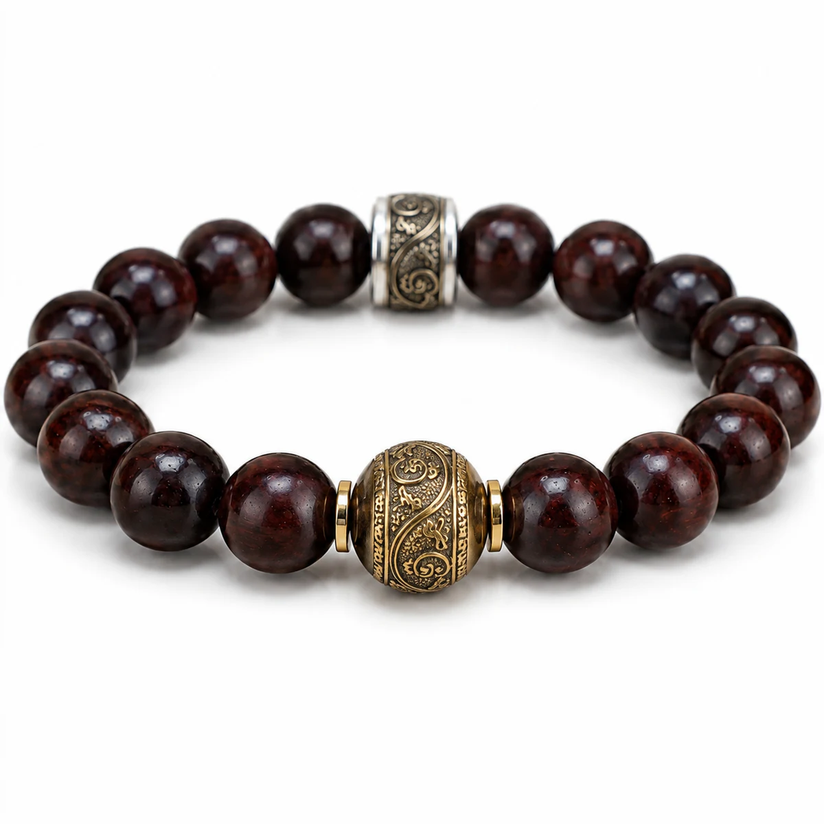 Abstract engraved gold bracelet detail