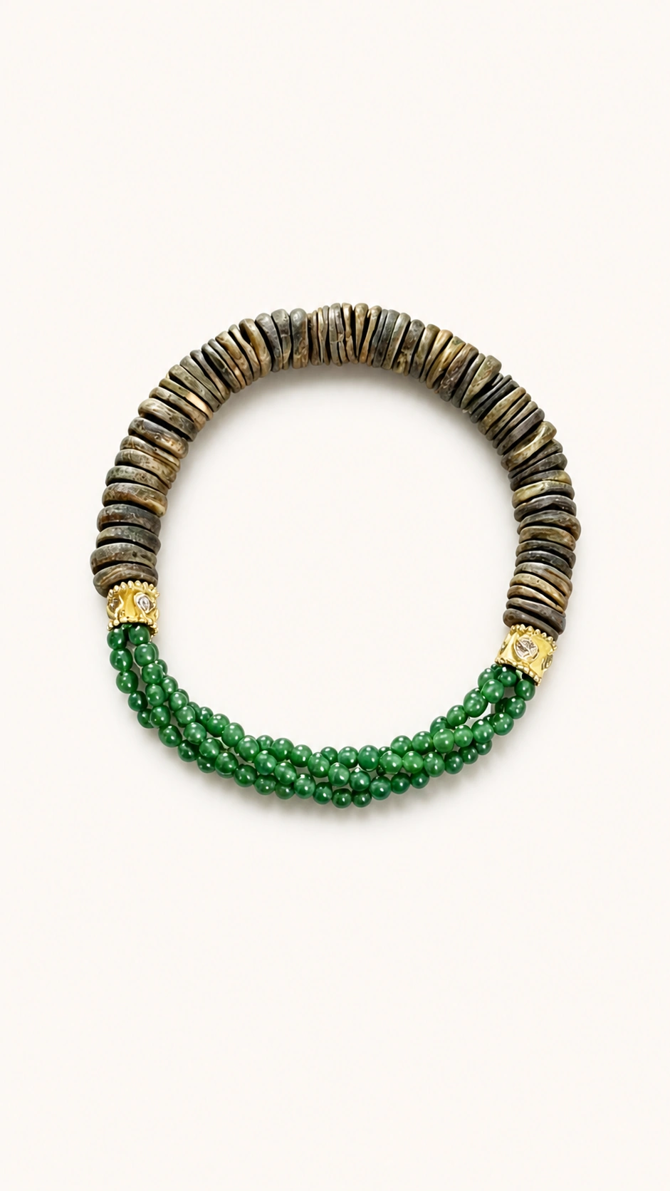 Agarwood and Green Jade Chip Multi-Wrap Bracelet - image 3