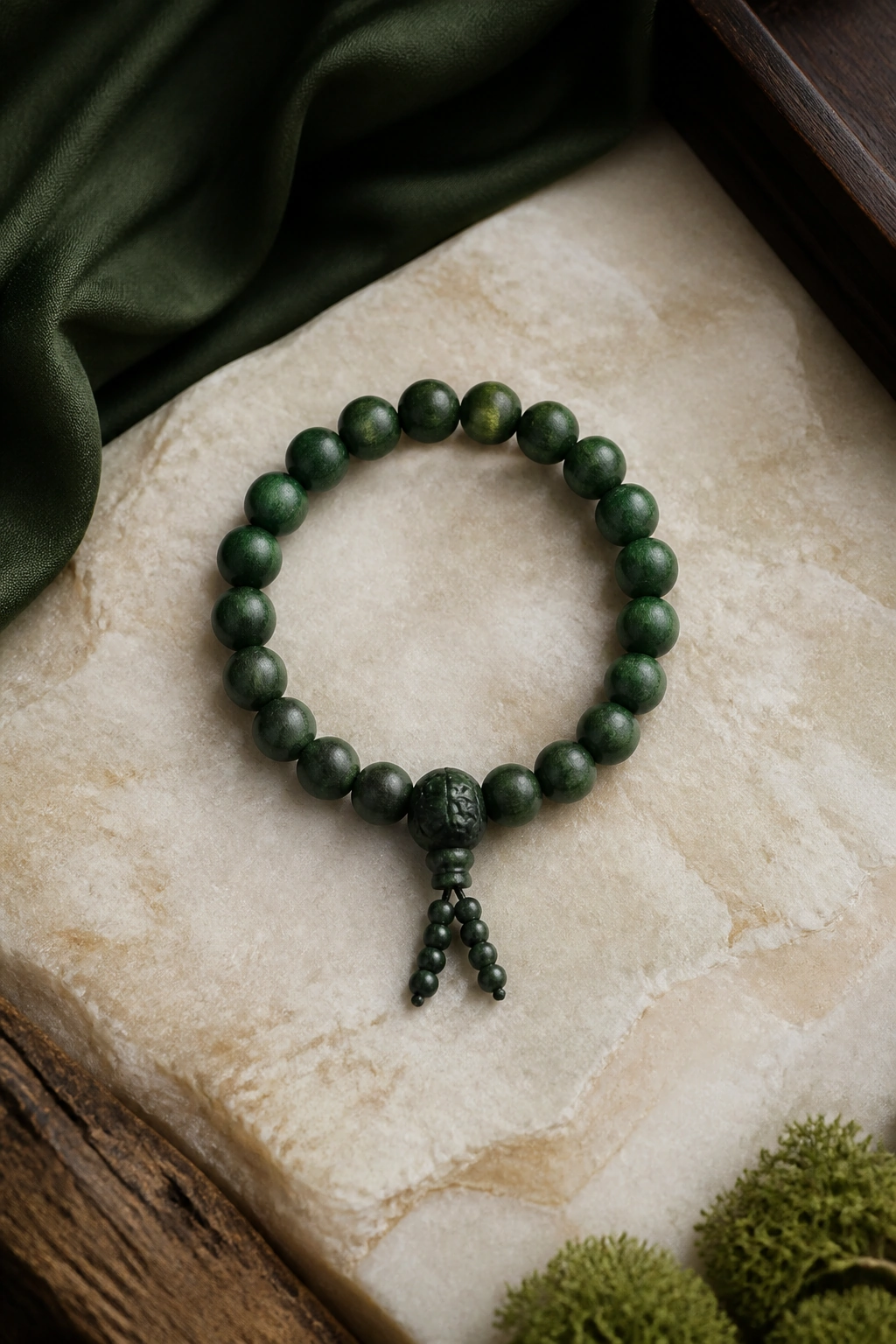 Dark Hexiang Incense Bead Bracelet with Gold Accent - image 4