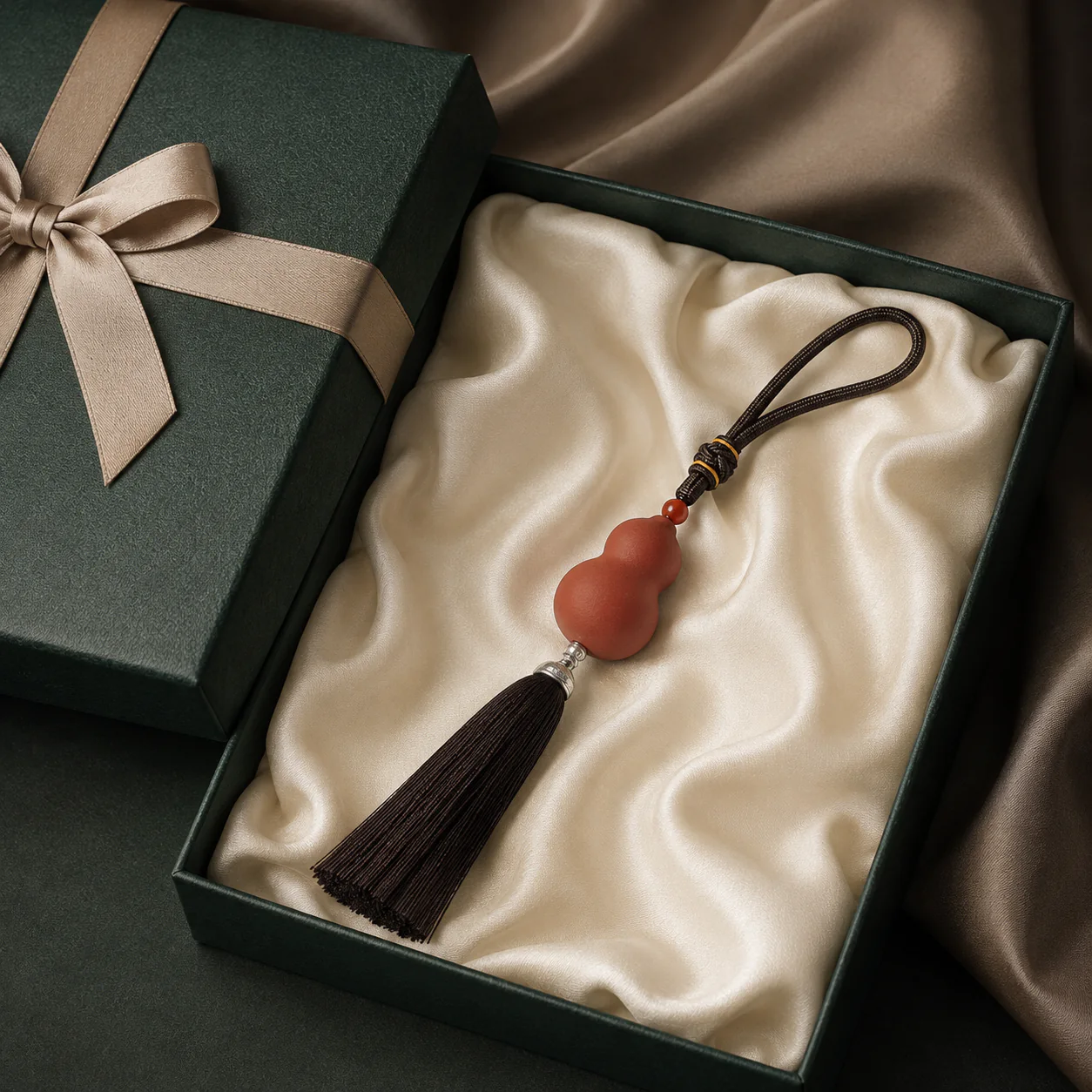 Terracotta gourd tassel pendant gift presentation