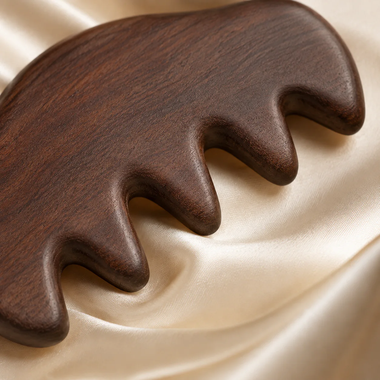 Dark wood comb tooth detail