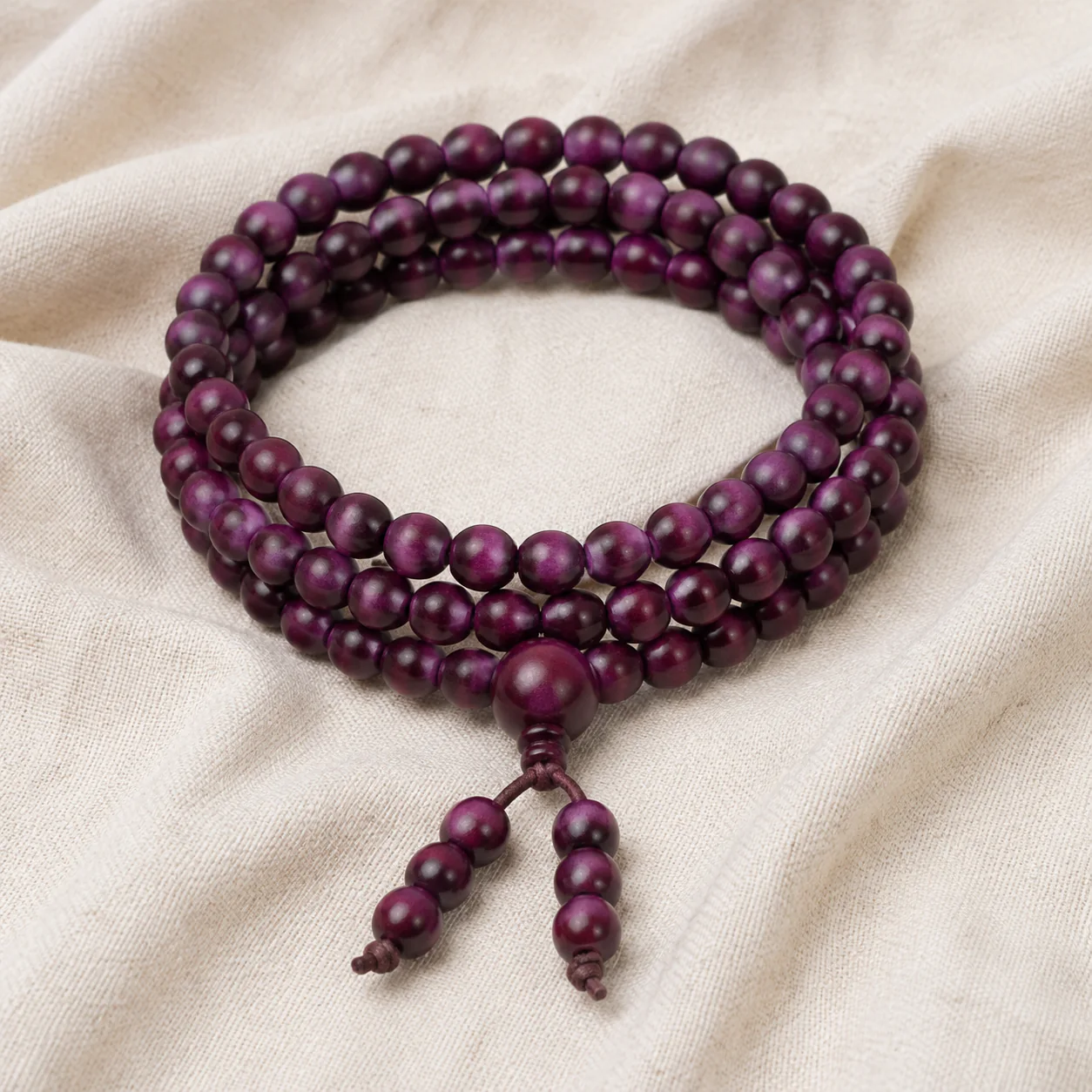 Plum wood multi-wrap bracelet full detail