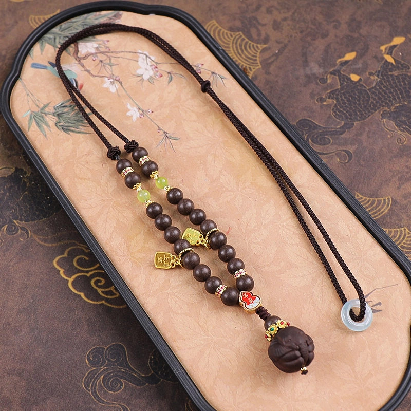 Dark Incense Bead Pendant Necklace