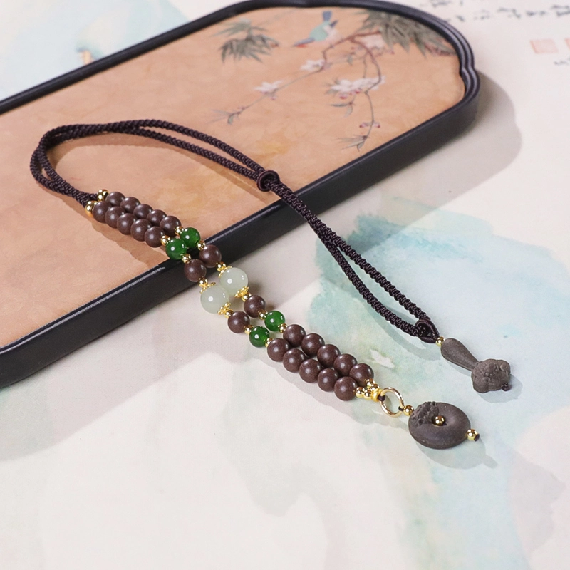 Dark Incense Bead Necklace with Jade Accents