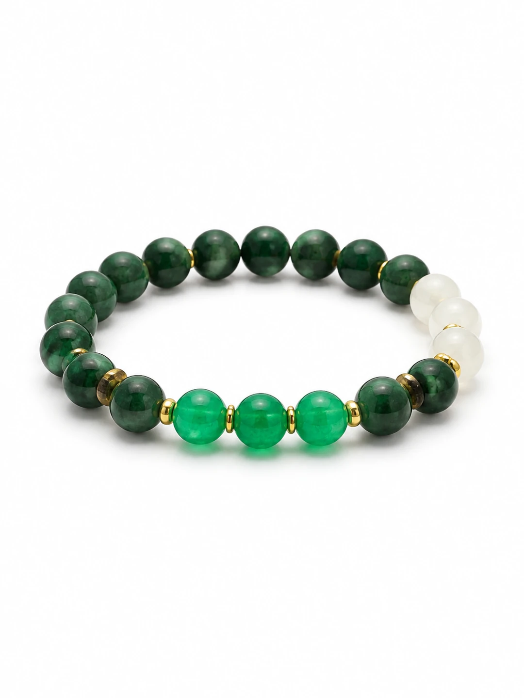 Green and White Jade Incense Bead Bracelet