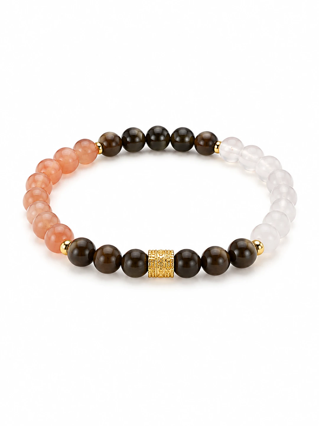 Warm-Tone Incense Bead Bracelet with White Jade