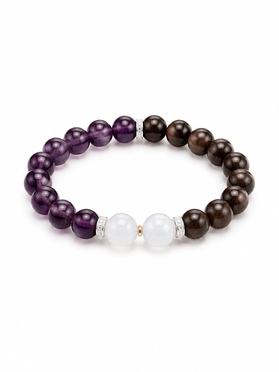 Purple and White Jade Incense Bead Bracelet