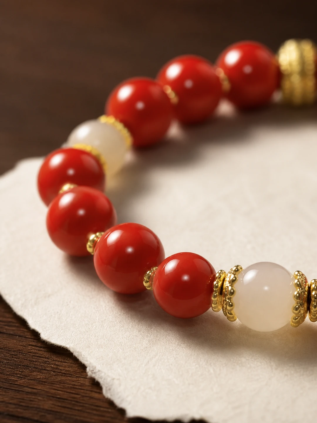 Red Incense Bead Bracelet with Pendant