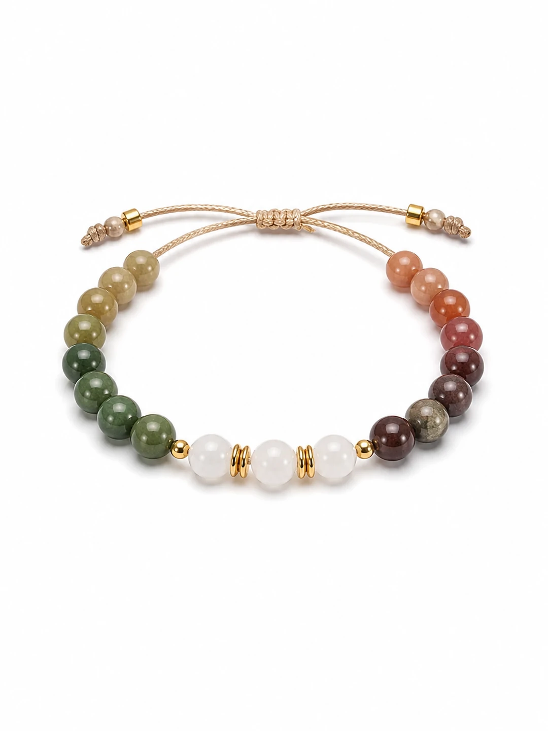 Five-Color Incense Bead Bracelet with Gold Charms