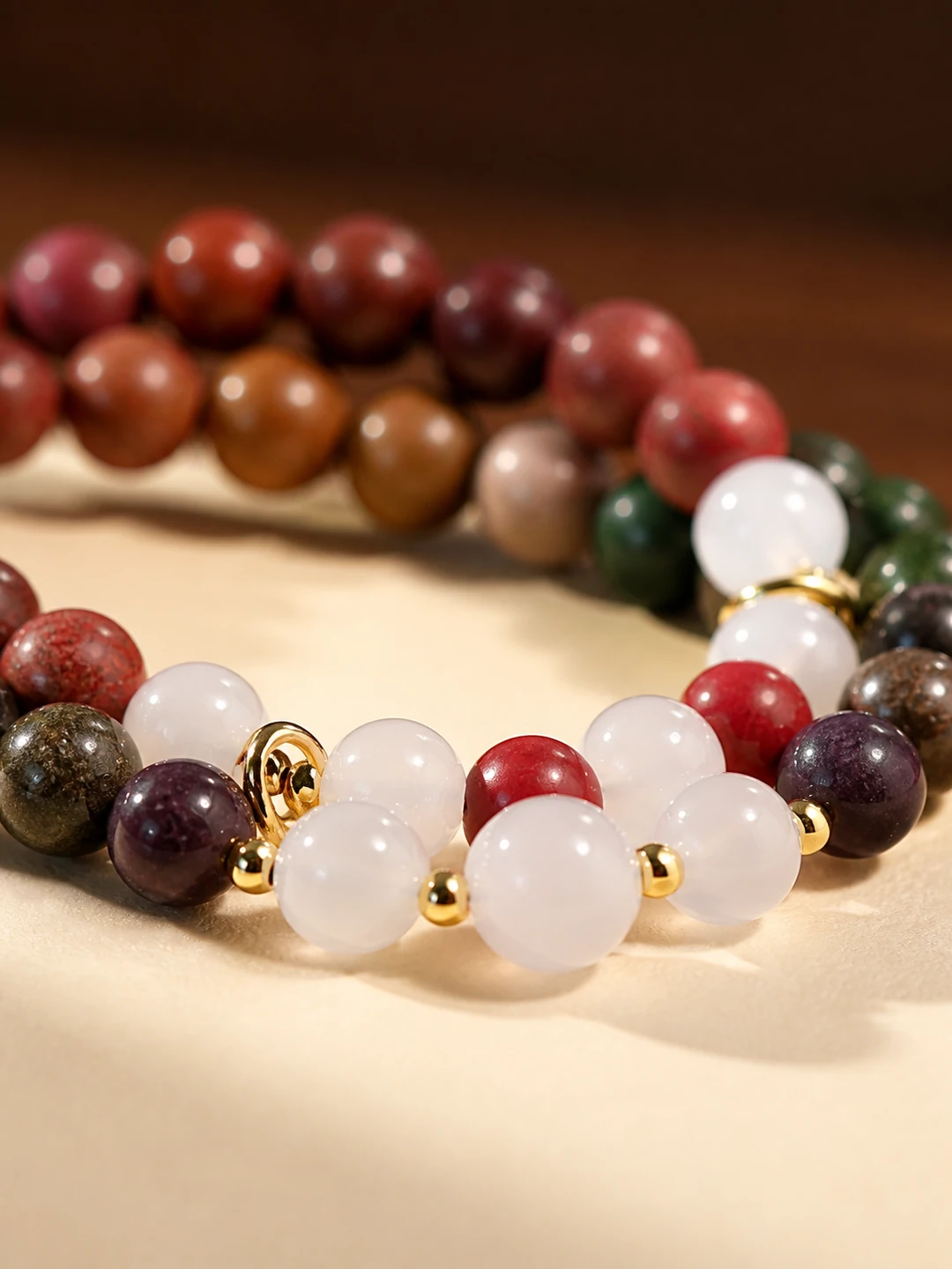 Five-Color Incense Bead Double-Wrap Bracelet