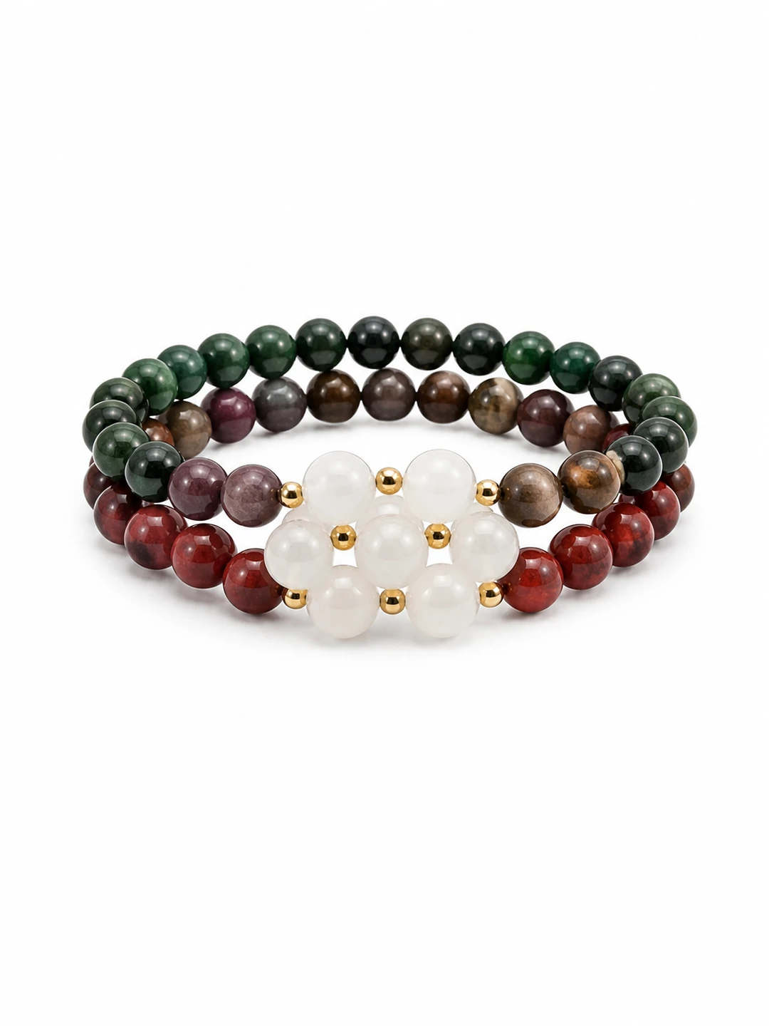 Five-Color Incense Bead Triple-Wrap Bracelet