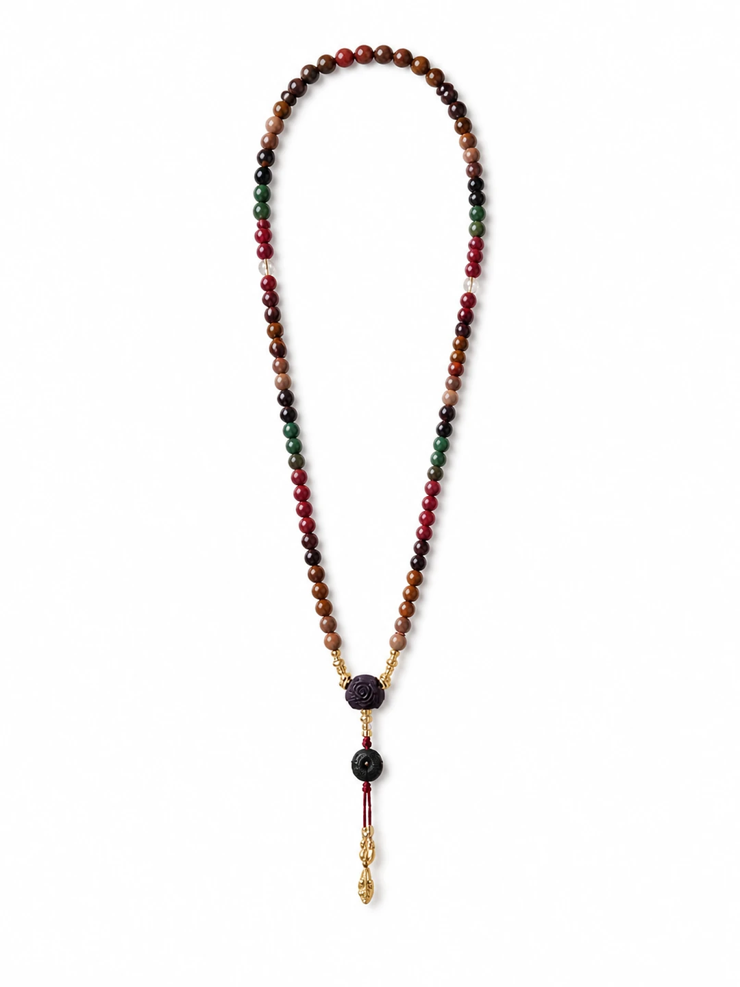 Five-Color Incense Bead Long Necklace