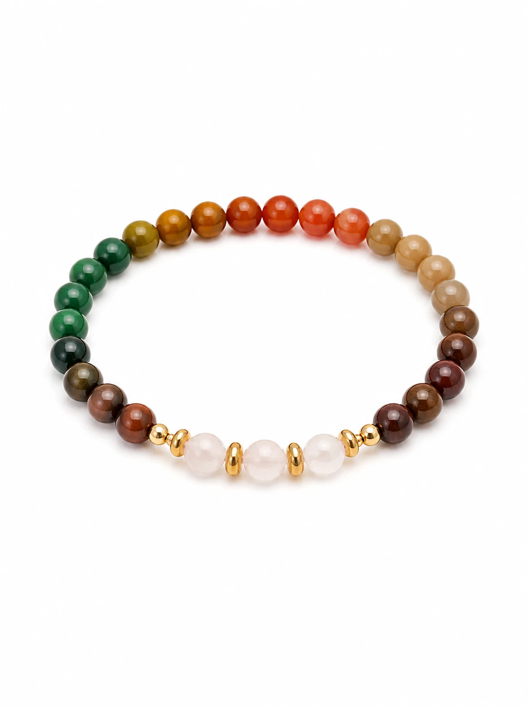 Five-Color Incense Bead Bracelet with White Jade