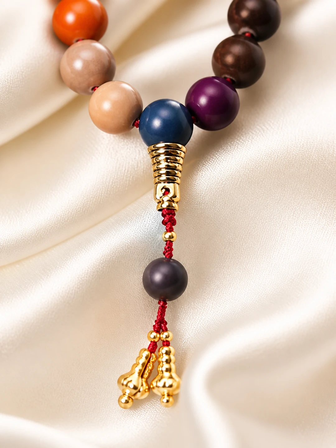 Five-Color Incense Bead Bracelet with Tassel