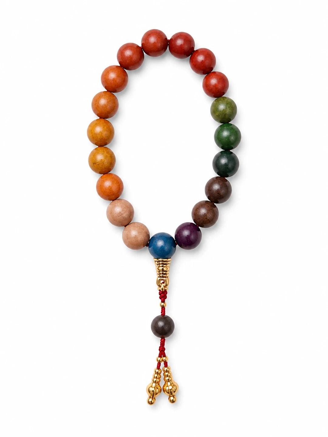 Five-Color Incense Bead Bracelet with Tassel