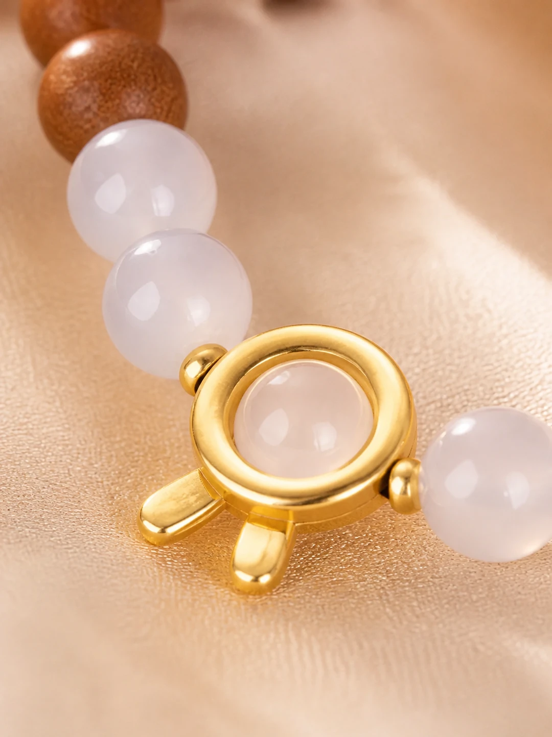 Rose Quartz Incense Bead Bracelet with Gold Clasp