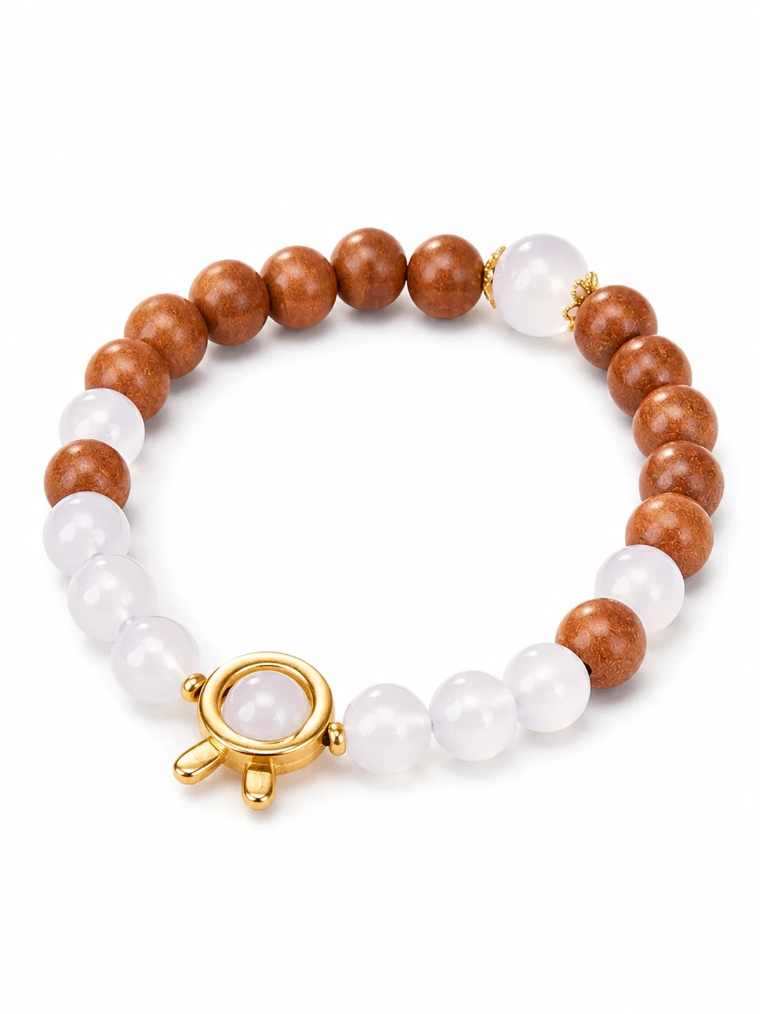 Rose Quartz Incense Bead Bracelet with Gold Clasp