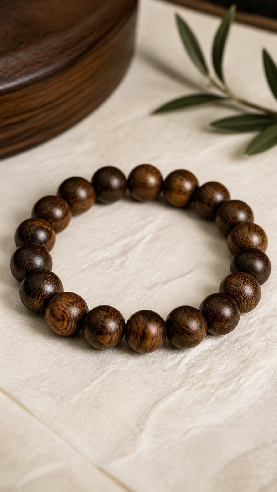 Natural Agarwood Round-Bead Bracelet - image 3