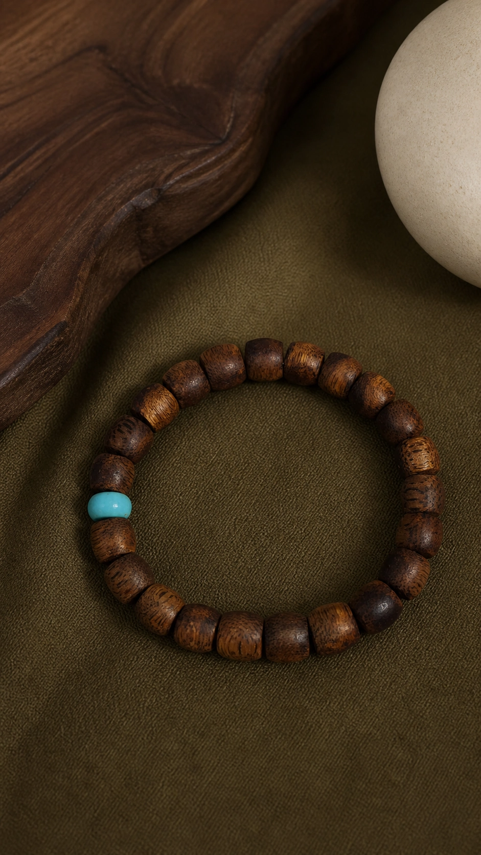 Agarwood Bracelet with Turquoise Accent - image 2