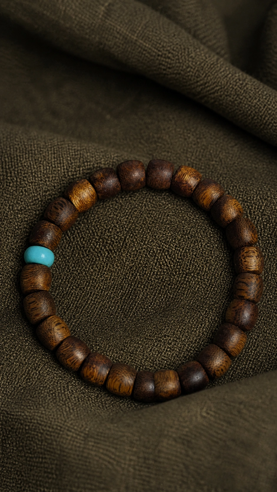 Agarwood Bracelet with Turquoise Accent - image 4