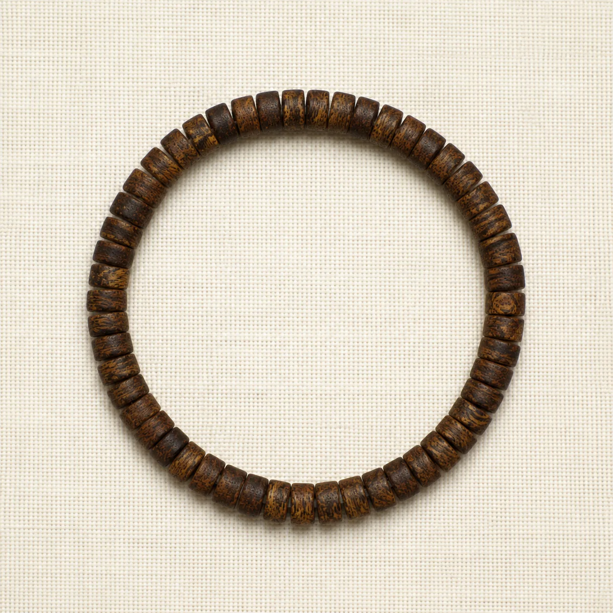 Agarwood disc-bead bracelet full strand detail