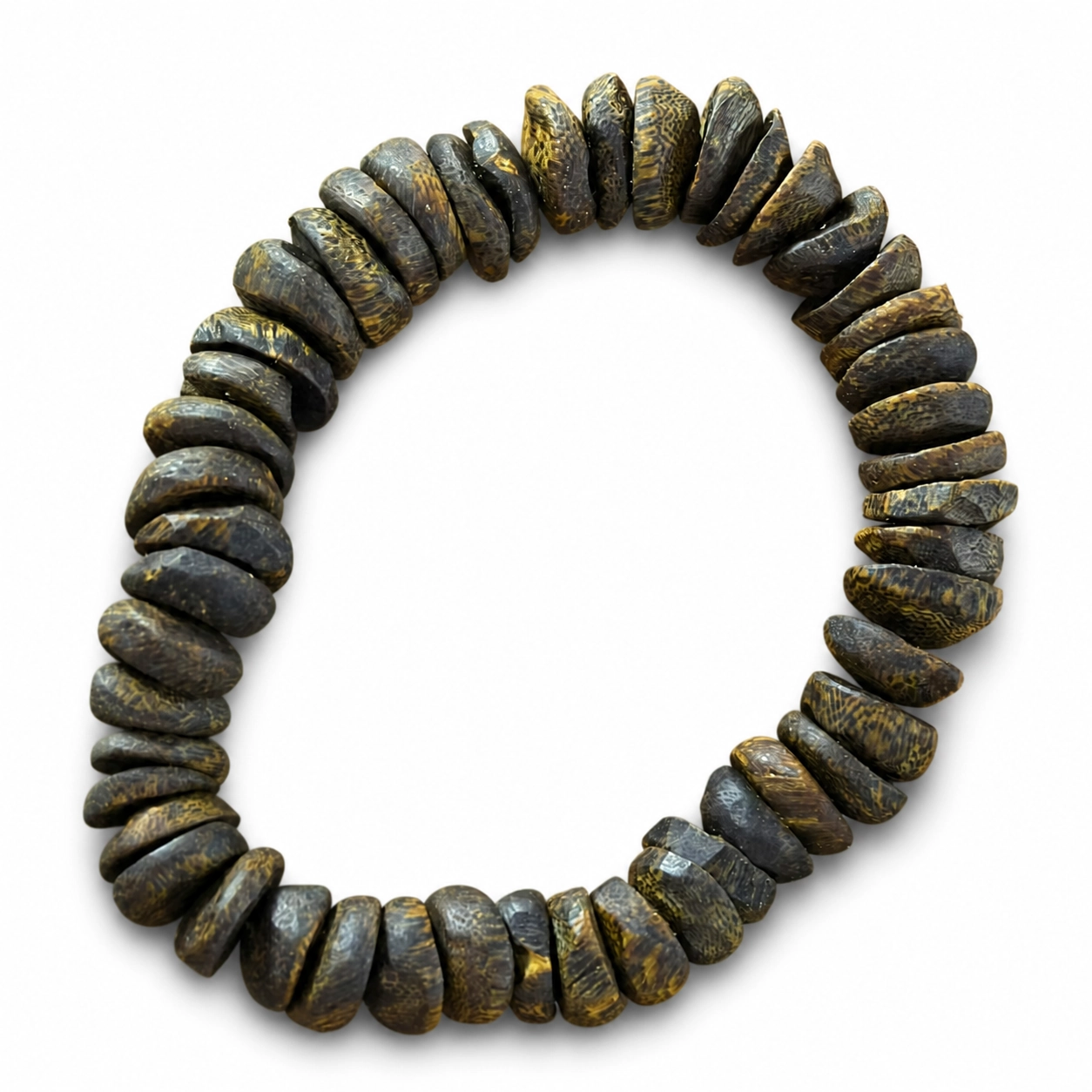 Wide Disc-Bead Agarwood Bracelet