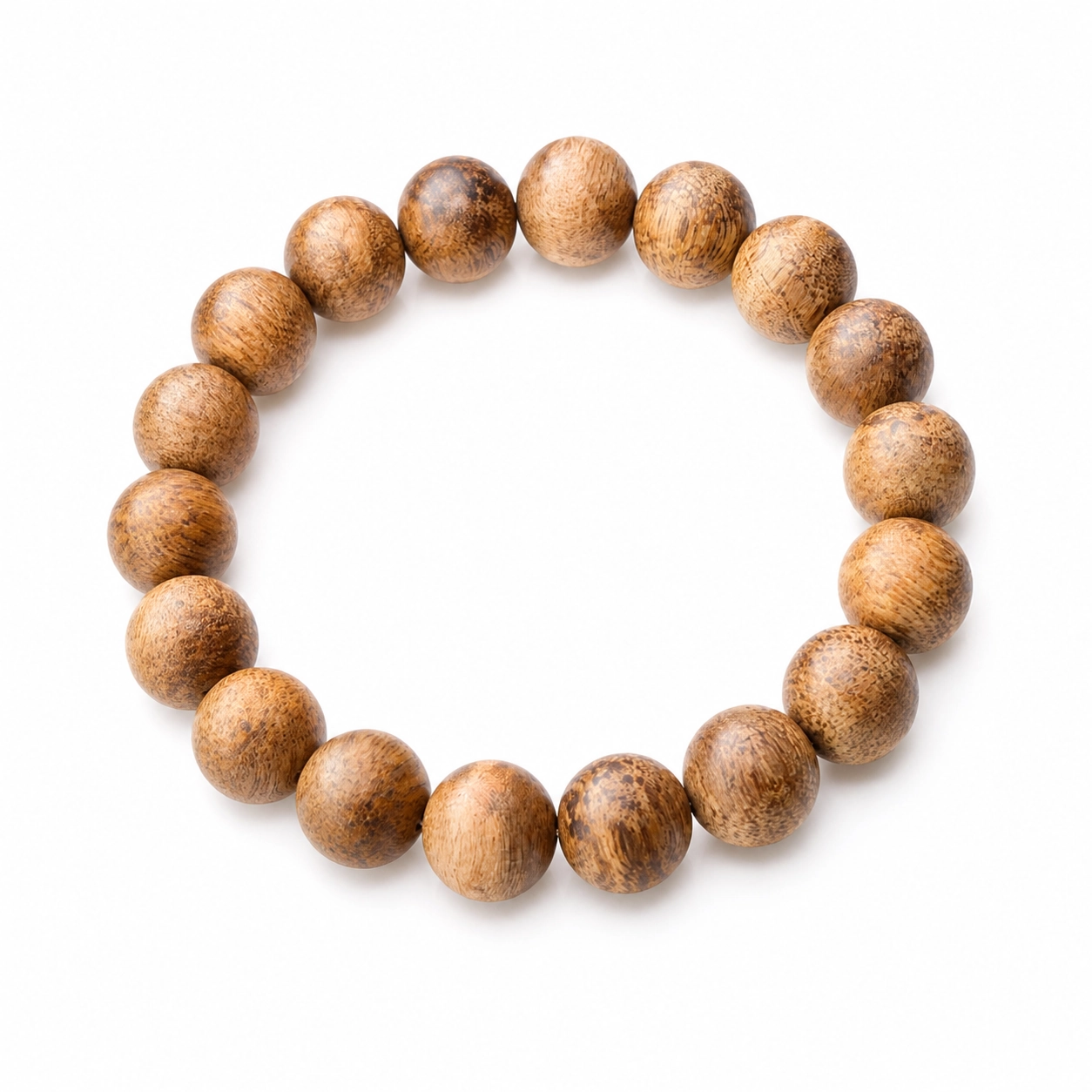Light-Grain Agarwood Round-Bead Bracelet