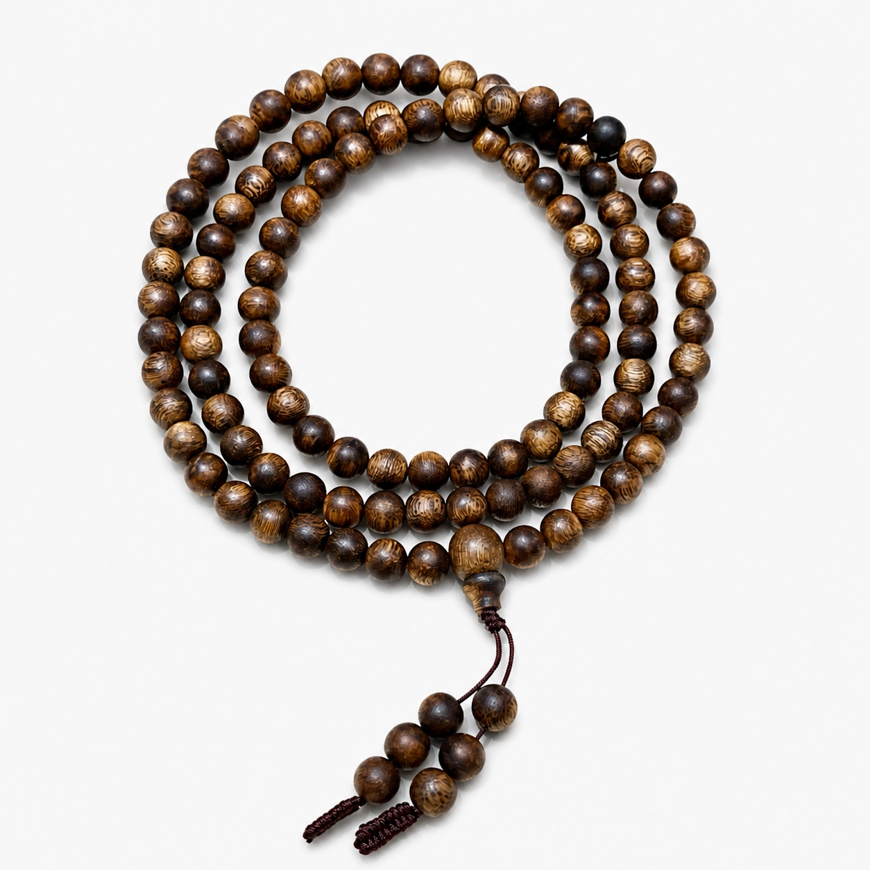 Agarwood 108-Bead Mala with Gourd Knot