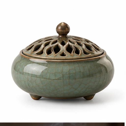 Lidded Ceramic Coil Incense Burner image 1