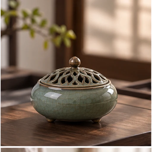 Lidded Ceramic Coil Incense Burner image 2