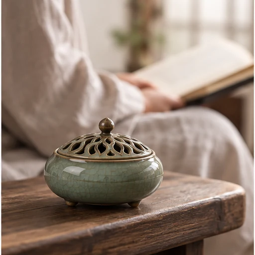 Lidded Ceramic Coil Incense Burner image 5
