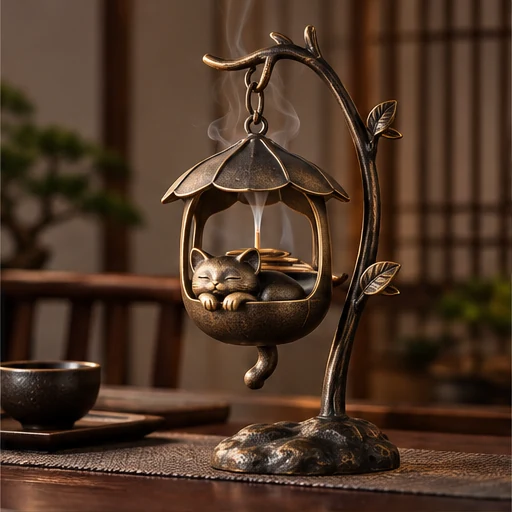 Hanging Cat Lamp Incense Holder image 2