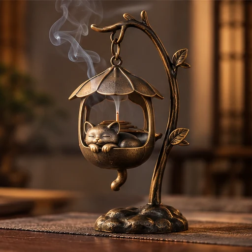 Hanging Cat Lamp Incense Holder image 4