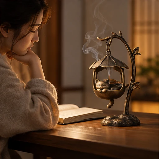 Hanging Cat Lamp Incense Holder image 5