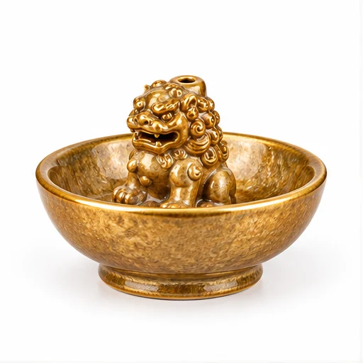 Gold Bowl Lion Incense Holder-SeeBead--See the Unseen, Perceive the Peaceful