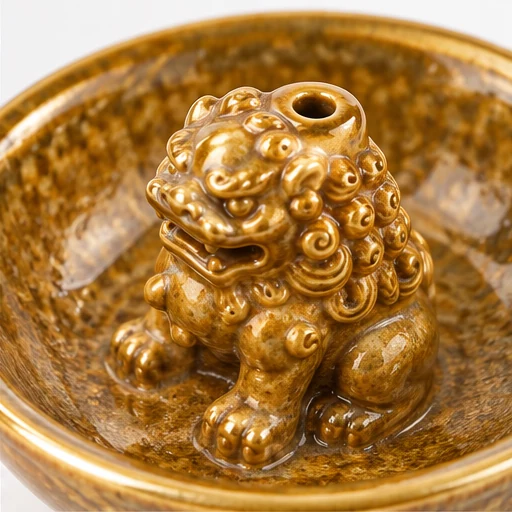 Gold Bowl Lion Incense Holder-SeeBead--See the Unseen, Perceive the Peaceful