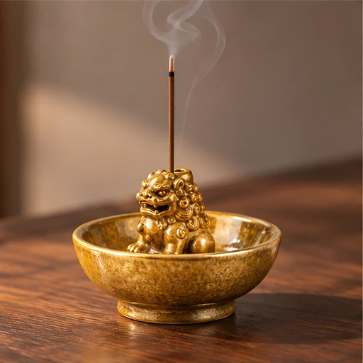 Gold Bowl Lion Incense Holder image 4